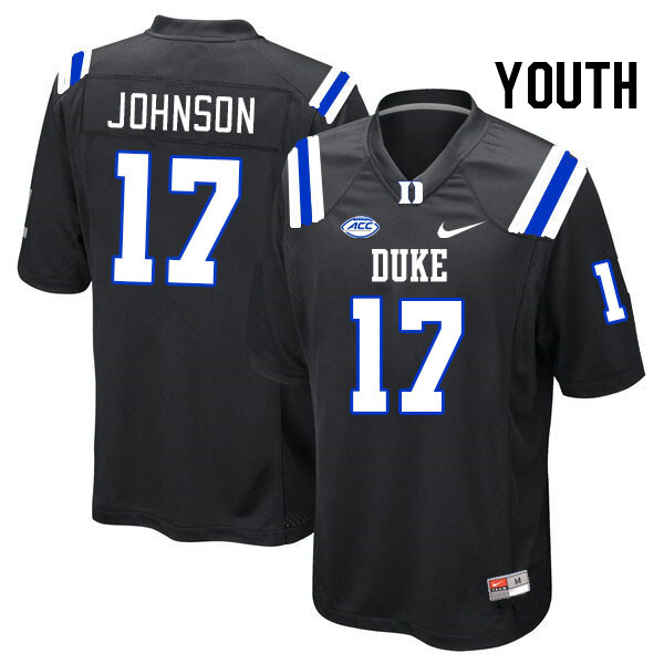 Youth #17 Kendall Johnson Duke Blue Devils College Football Jerseys Stitched Sale-Black